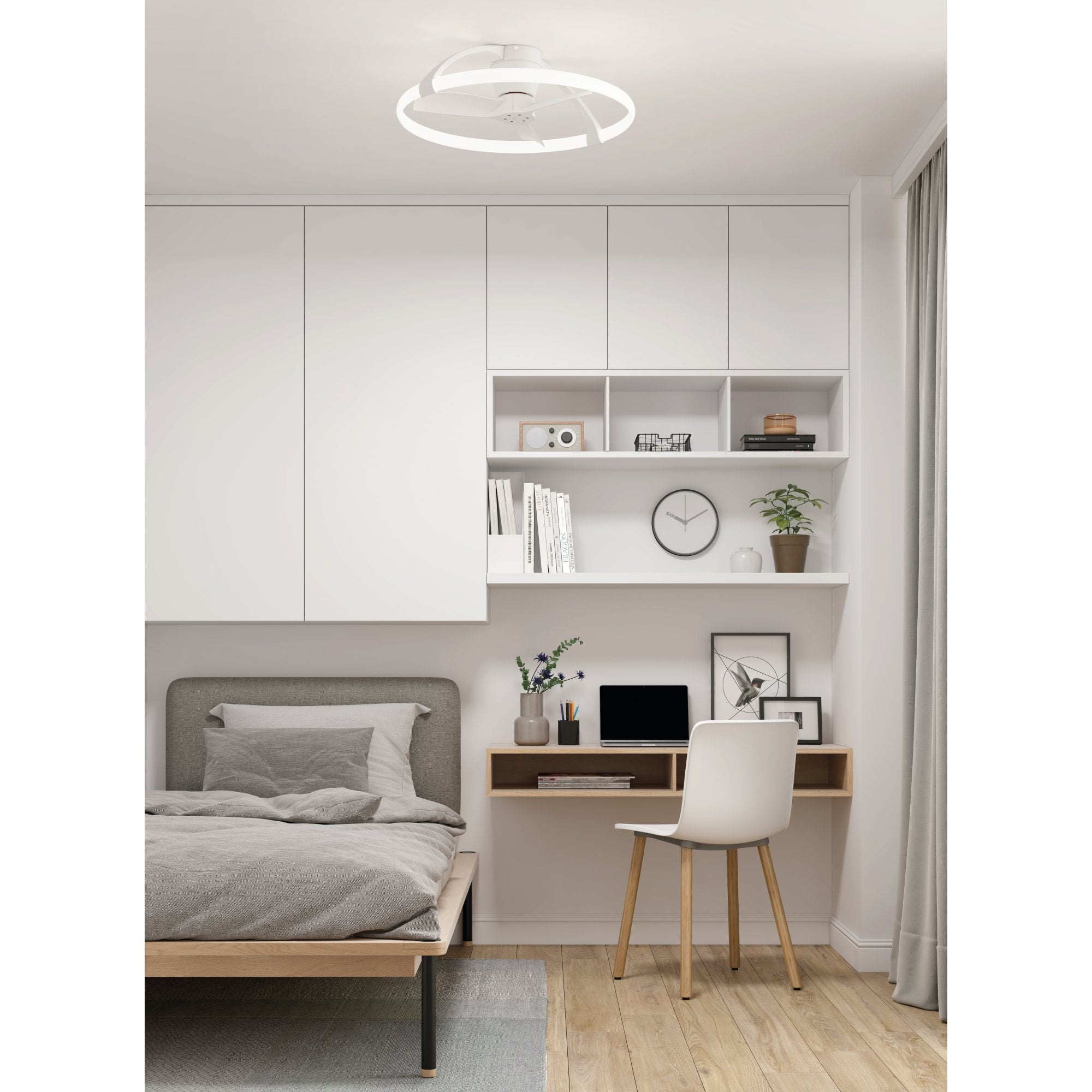 Mantra Nepal 55W LED Dimmable Ceiling Light & Fan, Remote Controlled - White