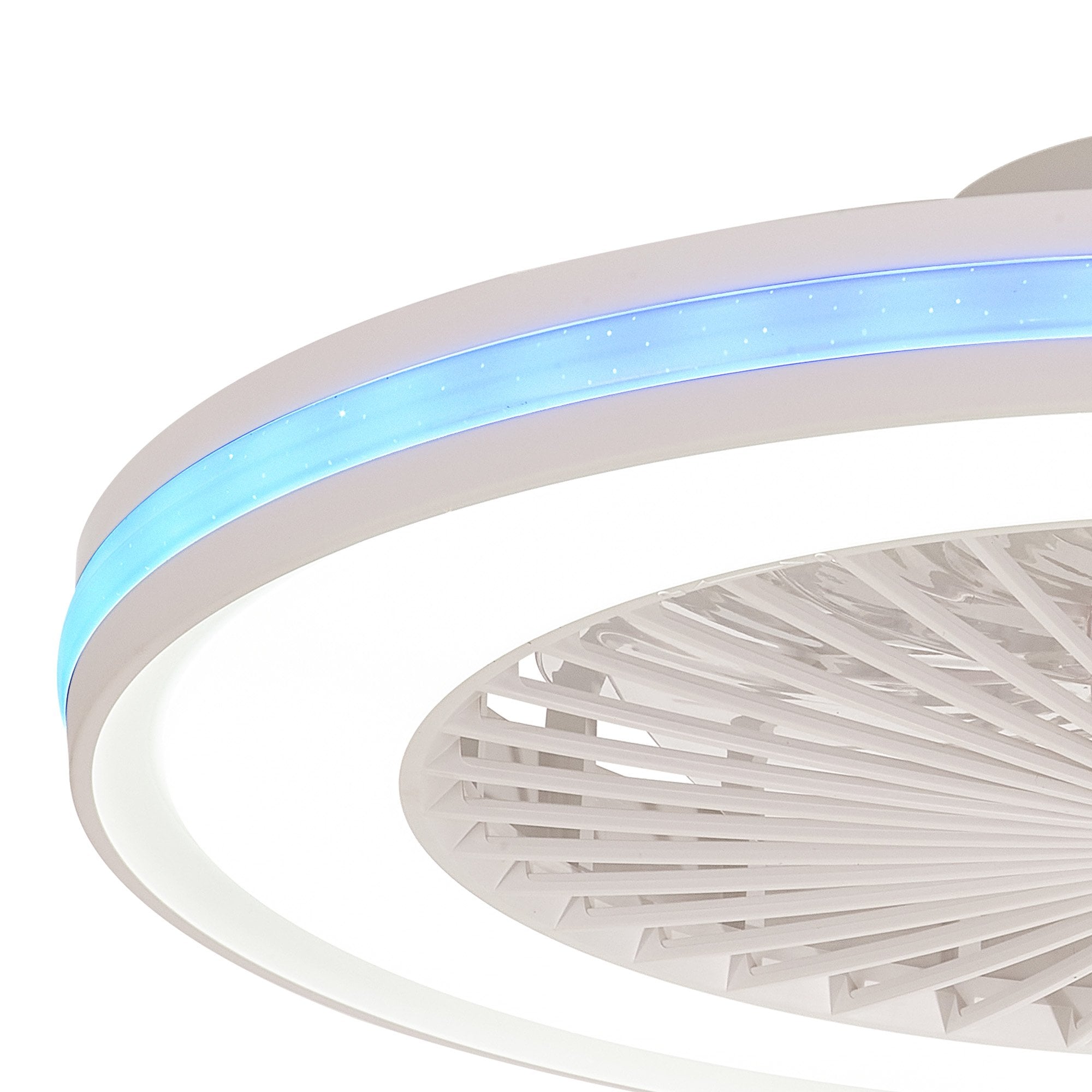 Mantra Gamer 60W LED Dimmable White, RGB Ceiling Light & Fan, Remote - White