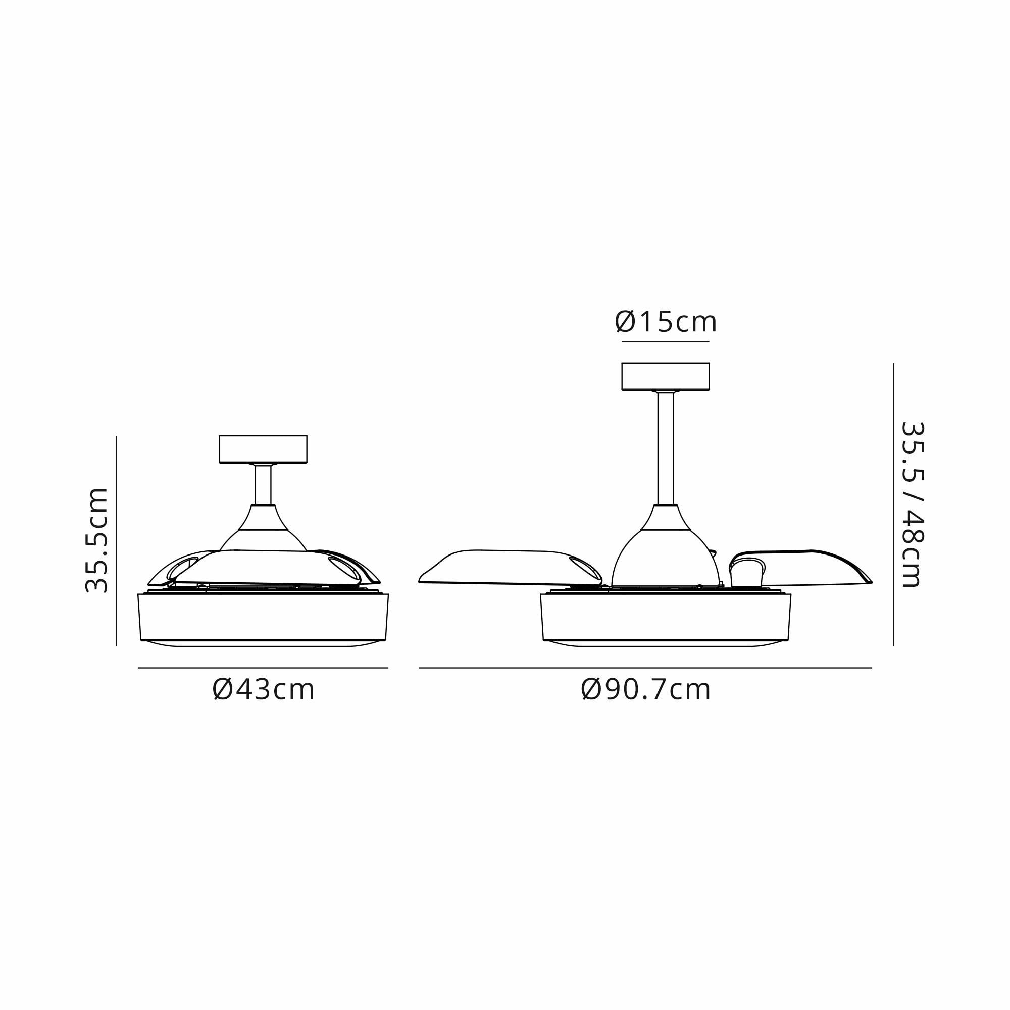 Mantra Coin Mini 45W LED Dimmable Ceiling Light & Fan, Remote & APP Control, LED Black