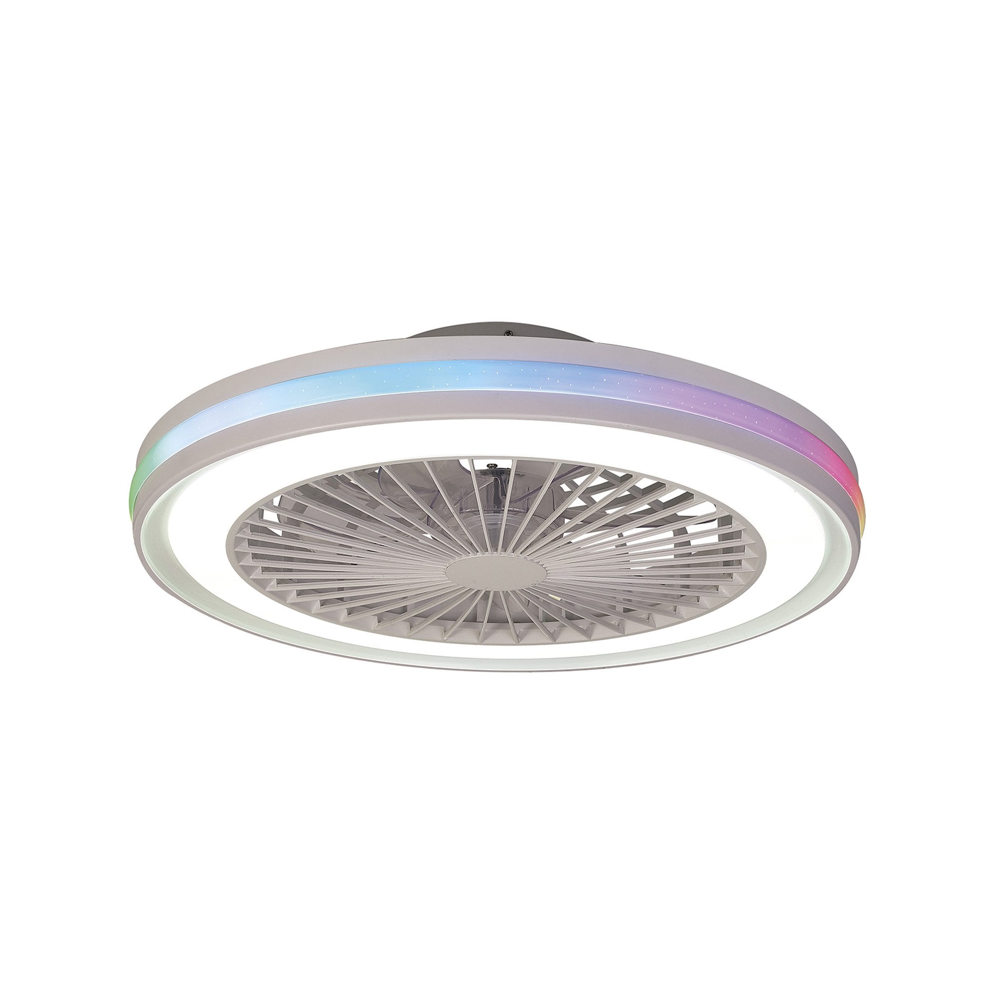 Mantra Gamer 40W LED Dimmable White, RGB Ceiling Light & Fan, Remote - White
