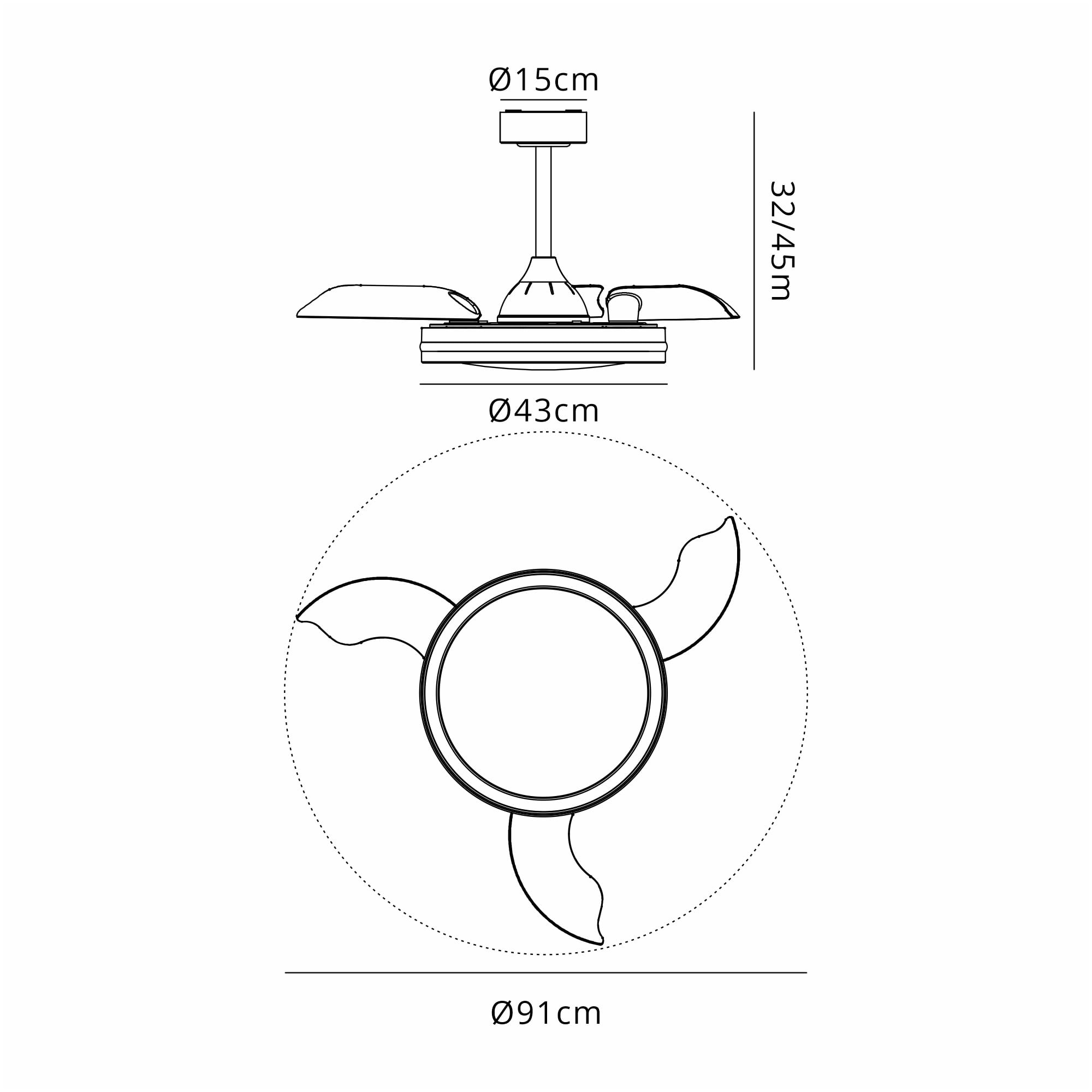 Mantra North 40W LED Dimmable White, RGB Ceiling Light With Built-In 28W DC Reversible Fan, Remote Control 3000-6500K - White