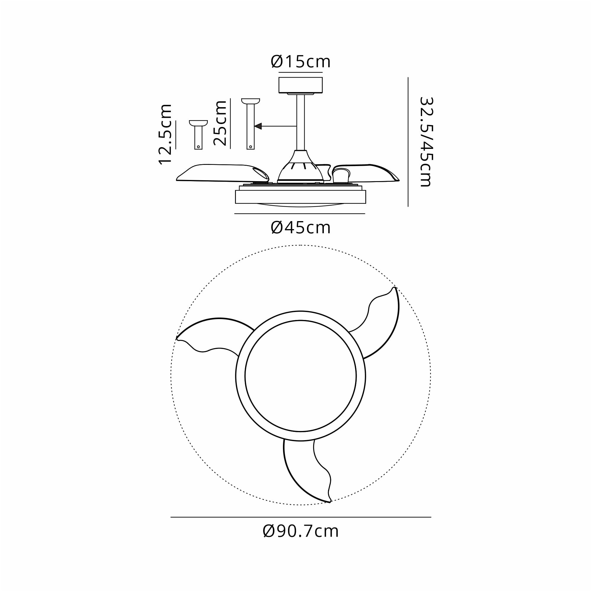 Mantra Siberia Mini 40W LED Dimmable Ceiling Light With Built-In 28W DC Fan, 3000-6500K Remote Control - Black