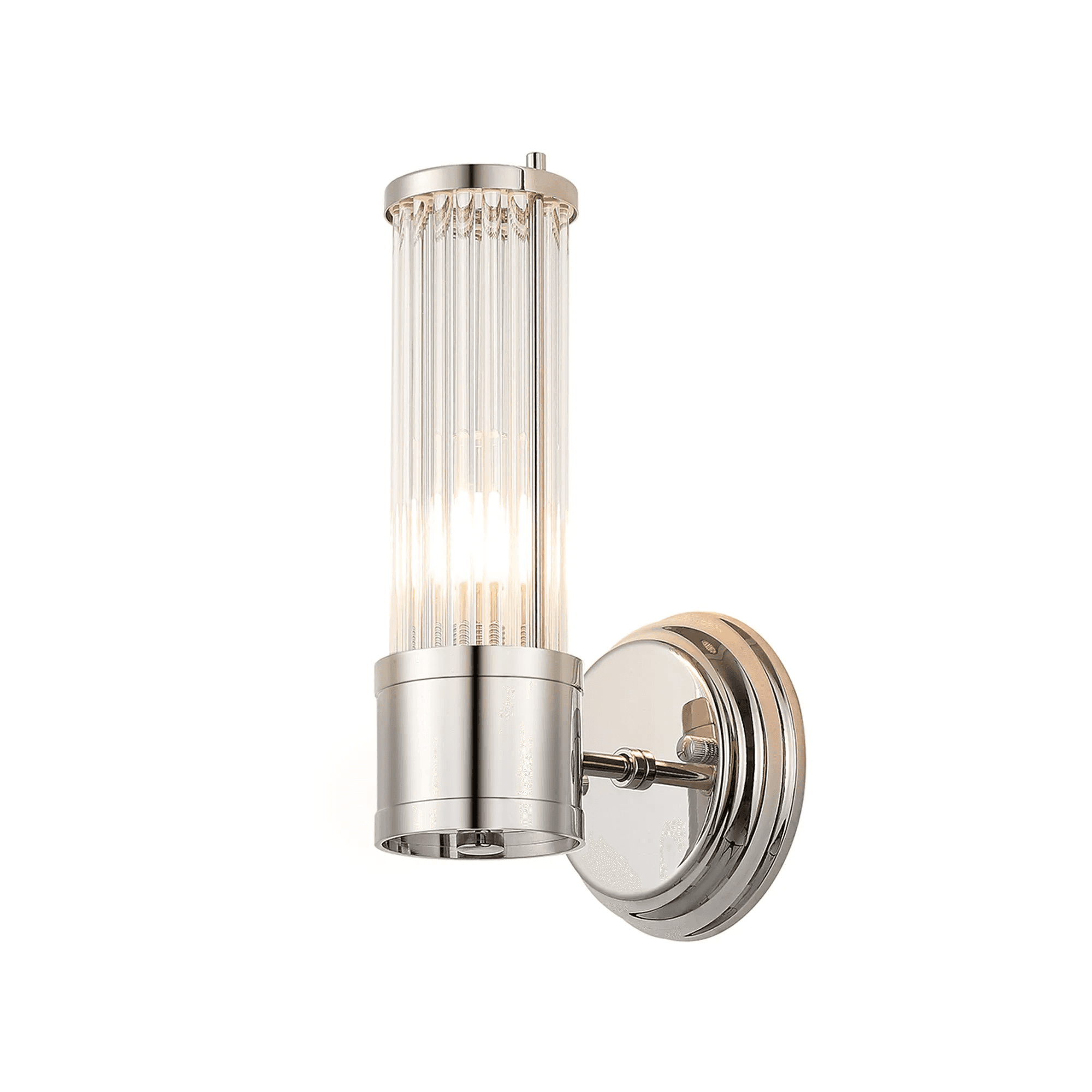 Fabula Wedgewood 1 Light Glass Rod Wall Bracket IP44 - Polished Nickel & Clear Glass