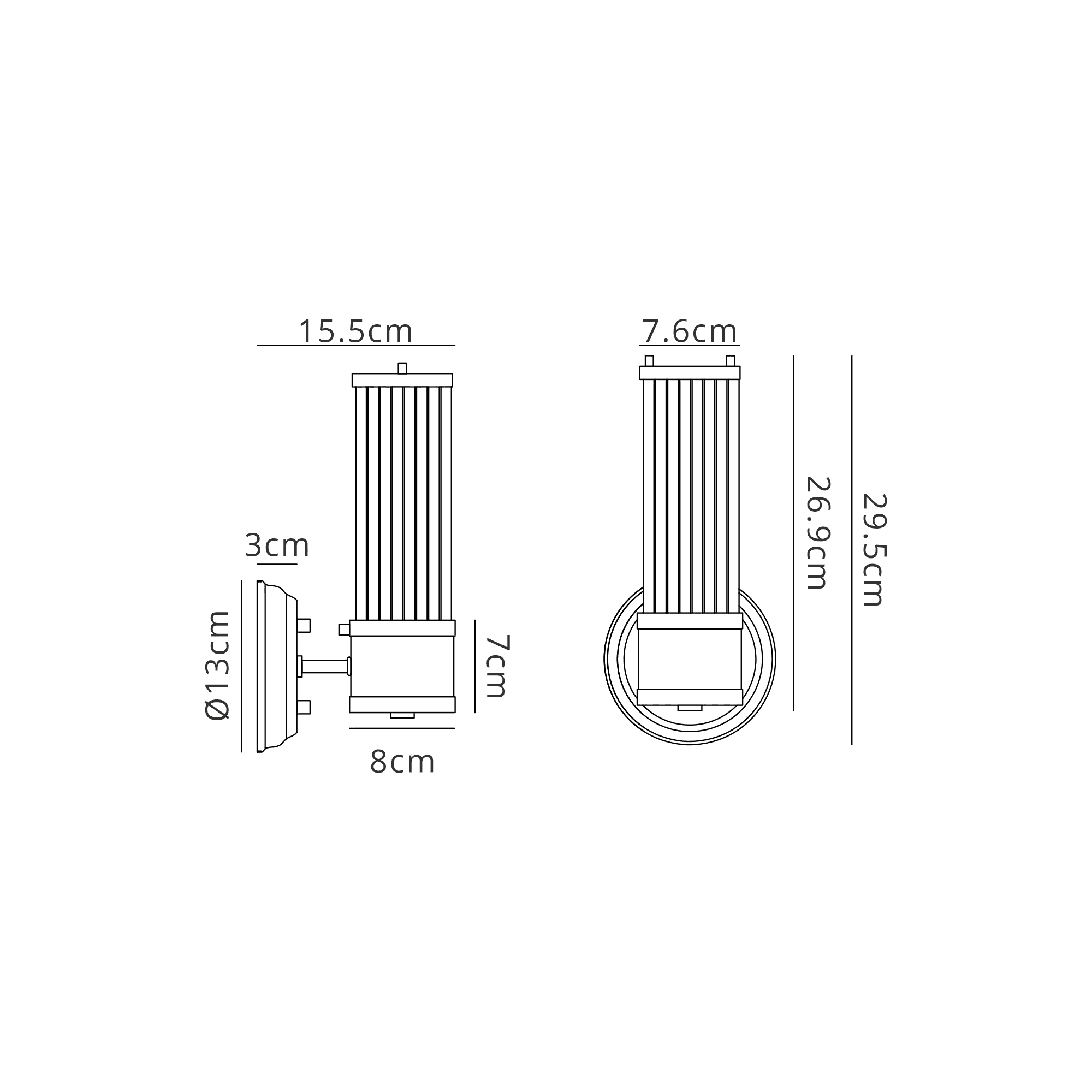 Fabula Wedgewood 1 Light Glass Rod Wall Bracket IP44 - Bronze