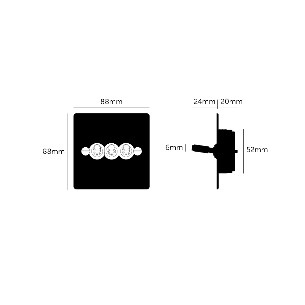 Buster + Punch 3G Toggle Light Switch - Brass Back Plate & Brass Cross Knurl Pattern