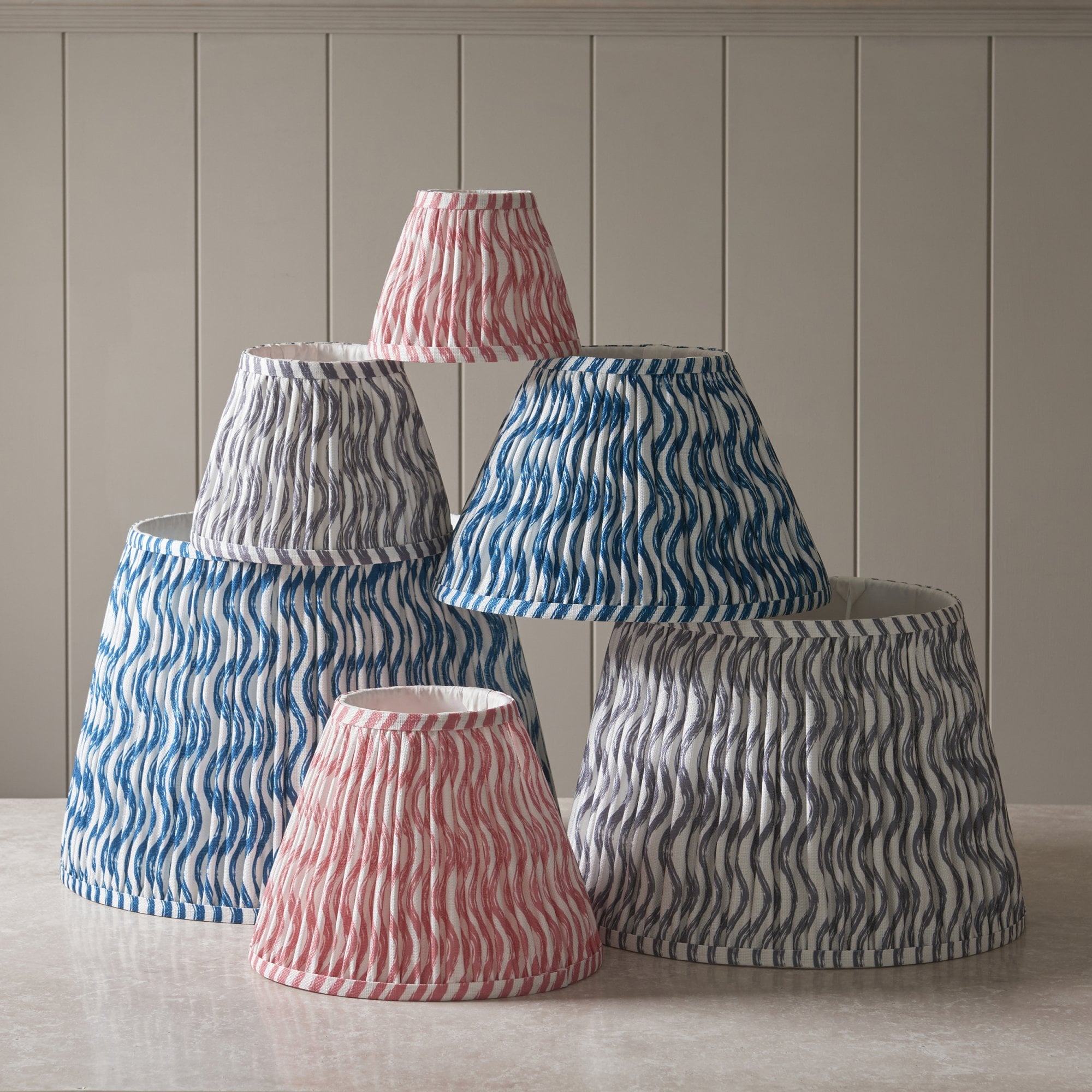 Endon Ripple Single Light Shade 40cm - Marlin Blue Fabric