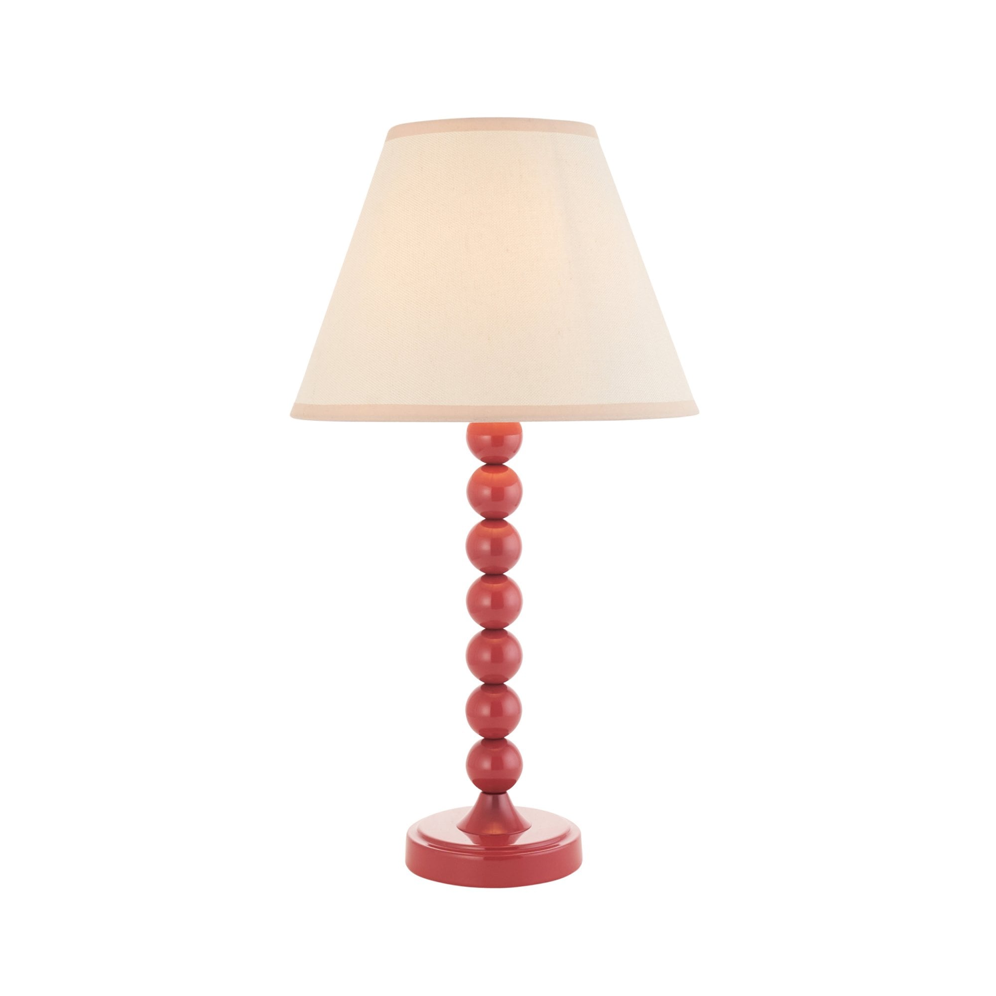 Endon Higgledy Gloss Pink Clay Table Lamp & Ivy 25cm Vintage White Shade