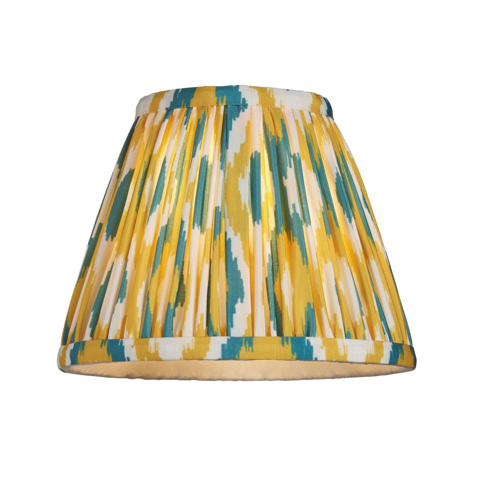 Endon Trobridge Rechargeable Table Lamp & Ikat 16cm Yellow & Jade Shade