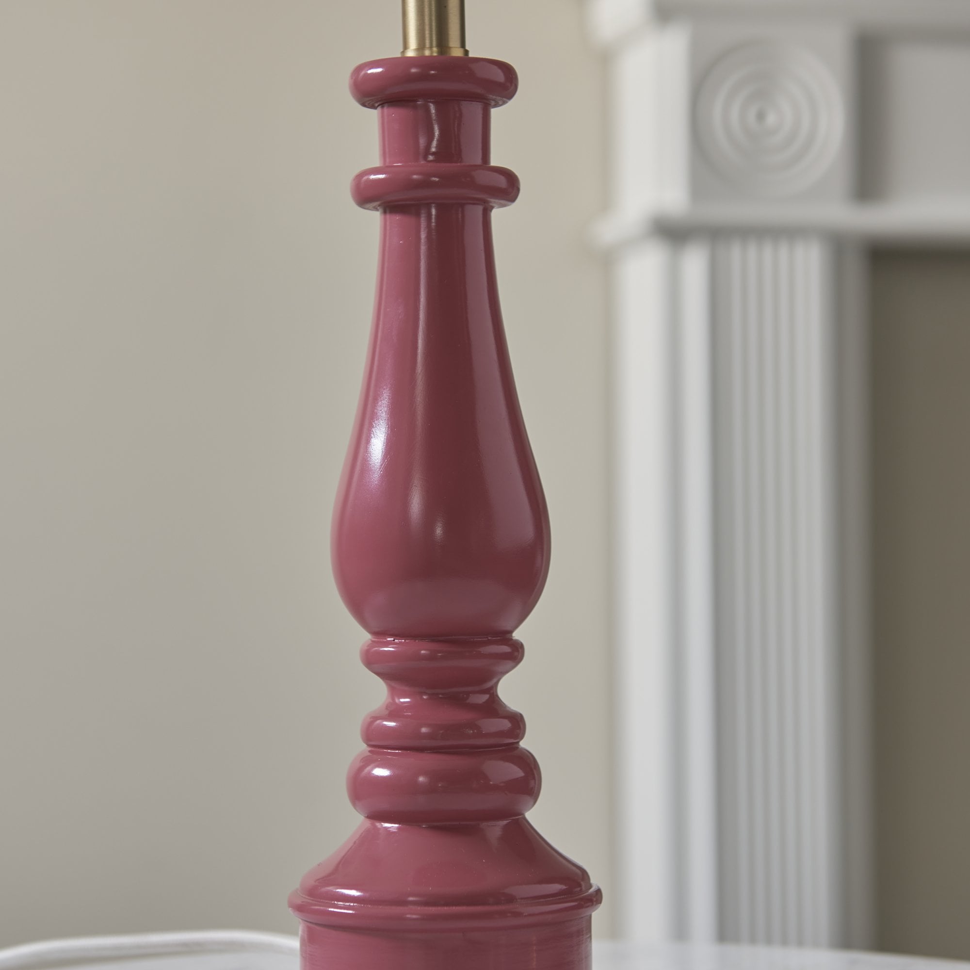 Endon Myrtle Gloss Pink Clay Table Lamp & Zigzag 30cm Cotswold Green Shade