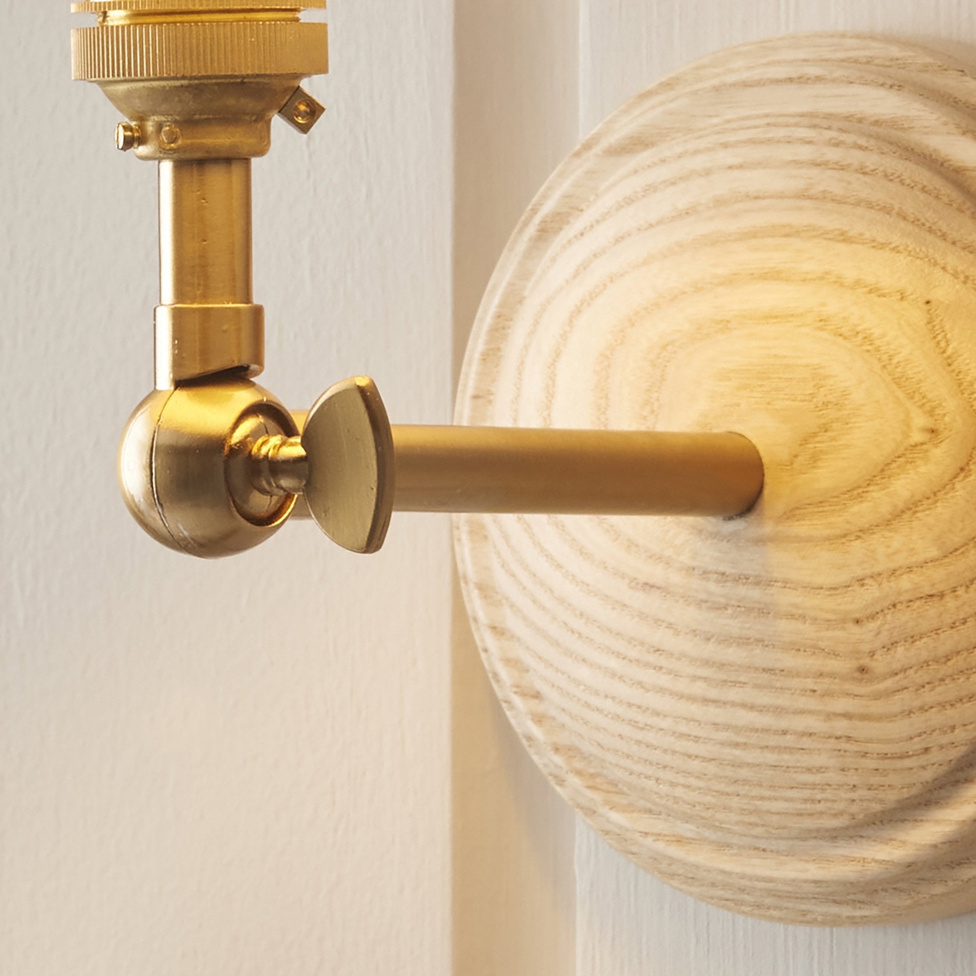 Endon Wood Wing Wall Light & Ivy 16cm Vintage White Shade