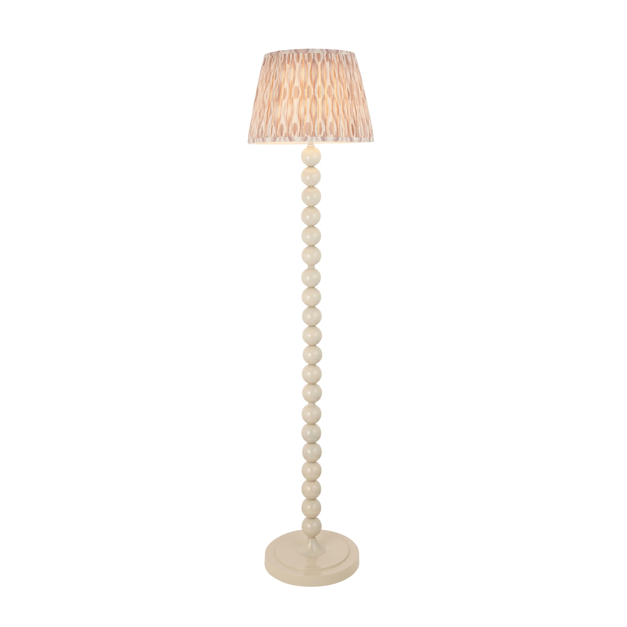 Endon Higgledy Gloss Almond White Floor Lamp & Ikat 35cm Neutral Shade