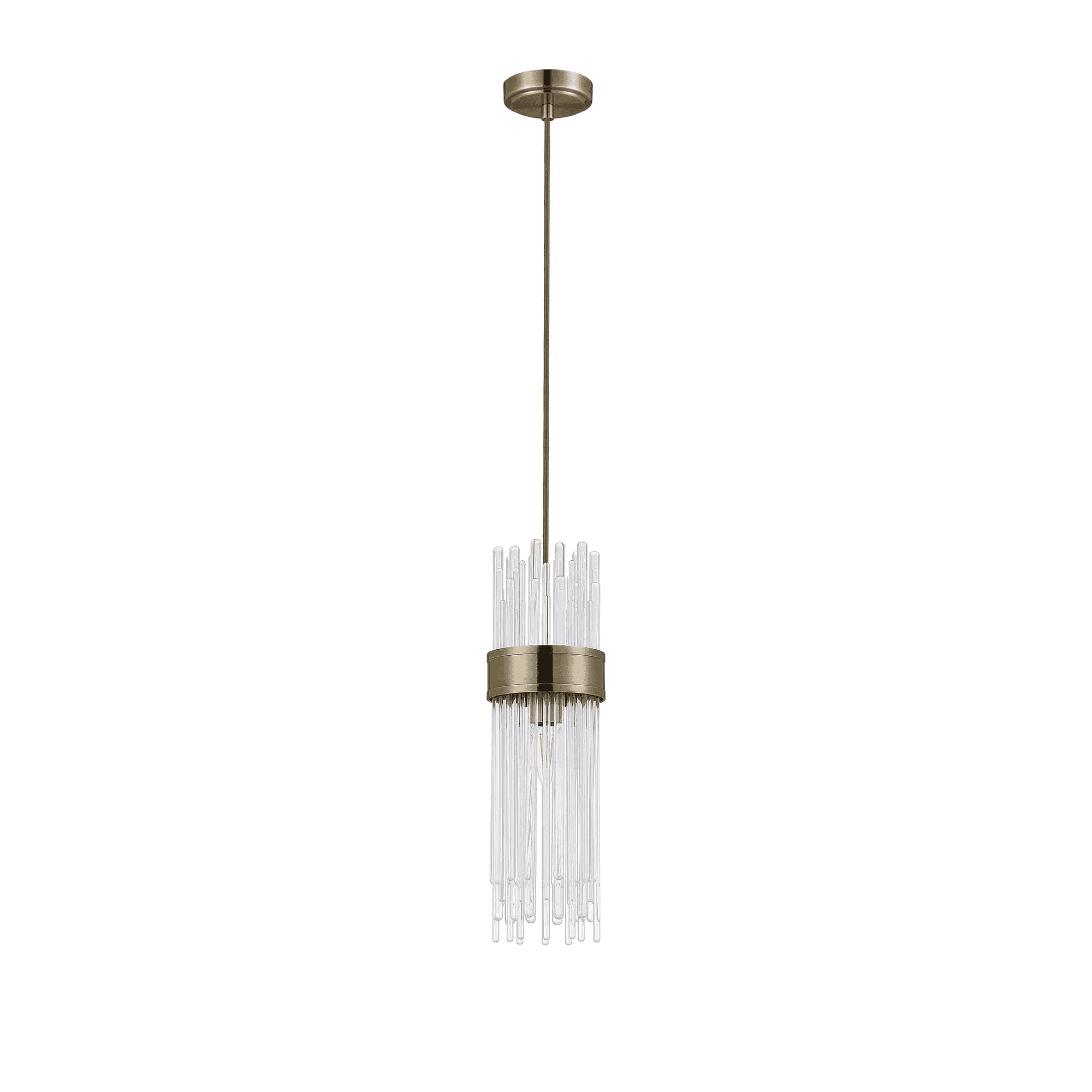 Fabula Portsea 12.5cm Single Pendant  IP44  - Antique Brass & Clear Glass