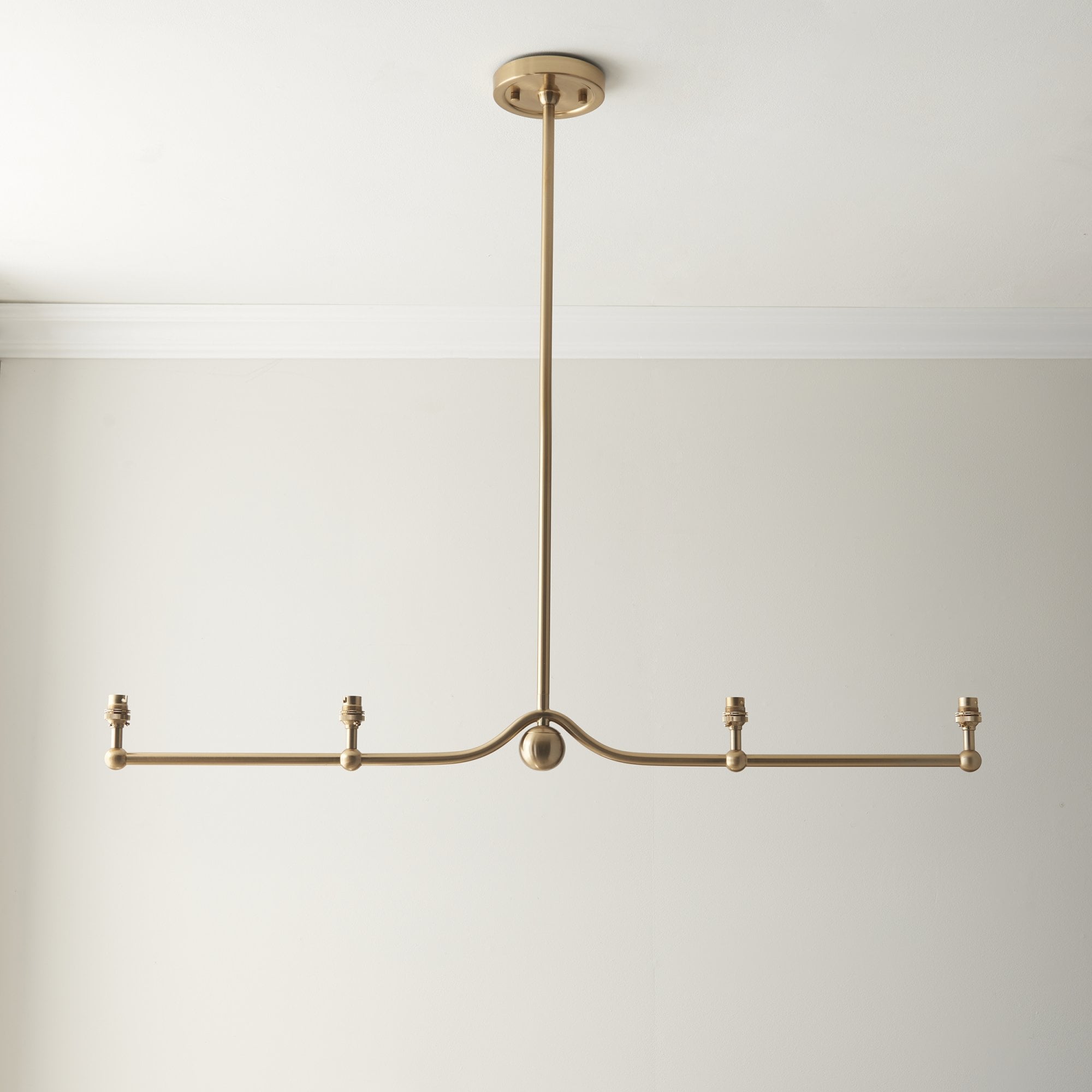 Endon Santiago Linear Brushed Aged Brass 4 Light Pendant & Ivy 16cm Vintage White Shade