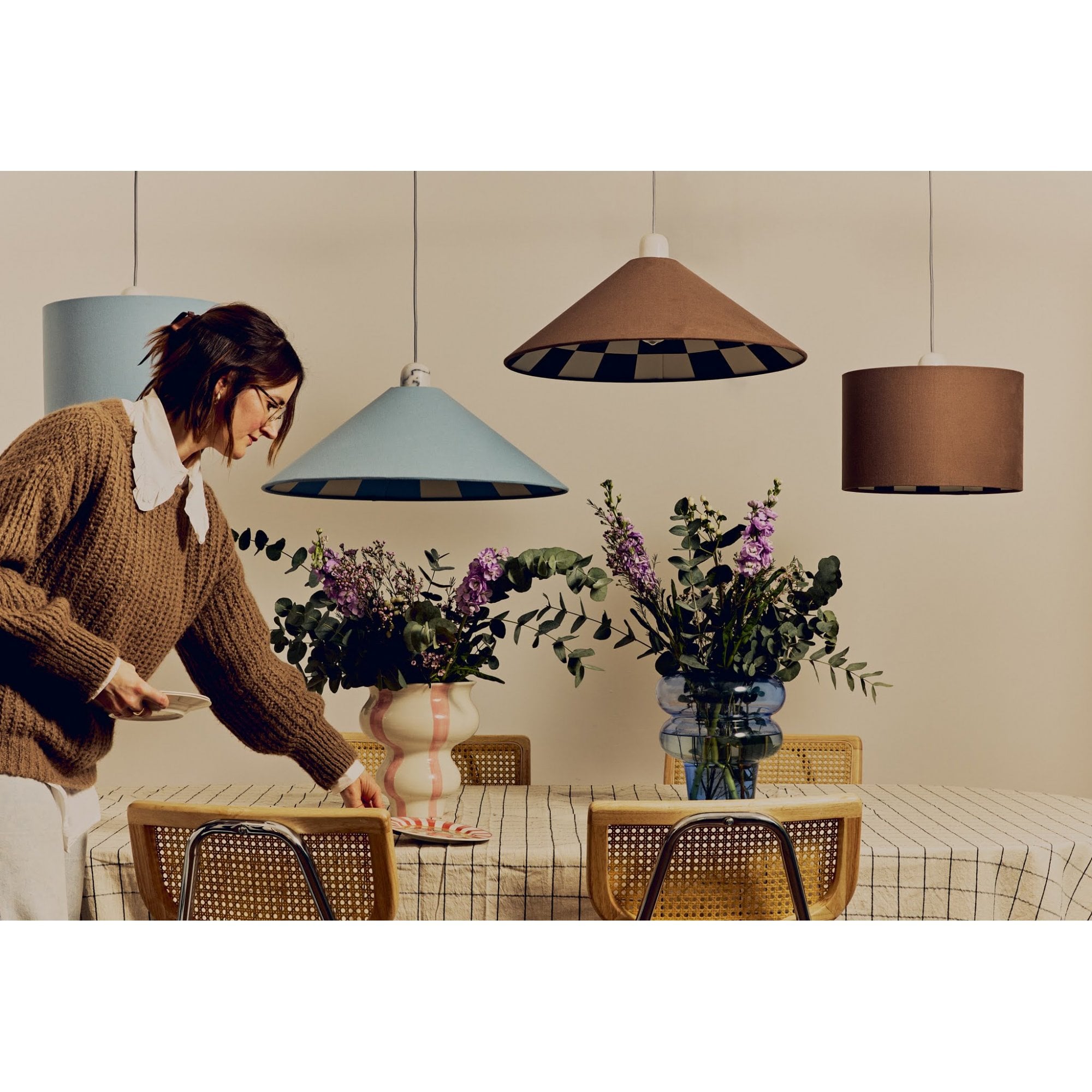 houseof. Checkered Drum Shade  - Damson