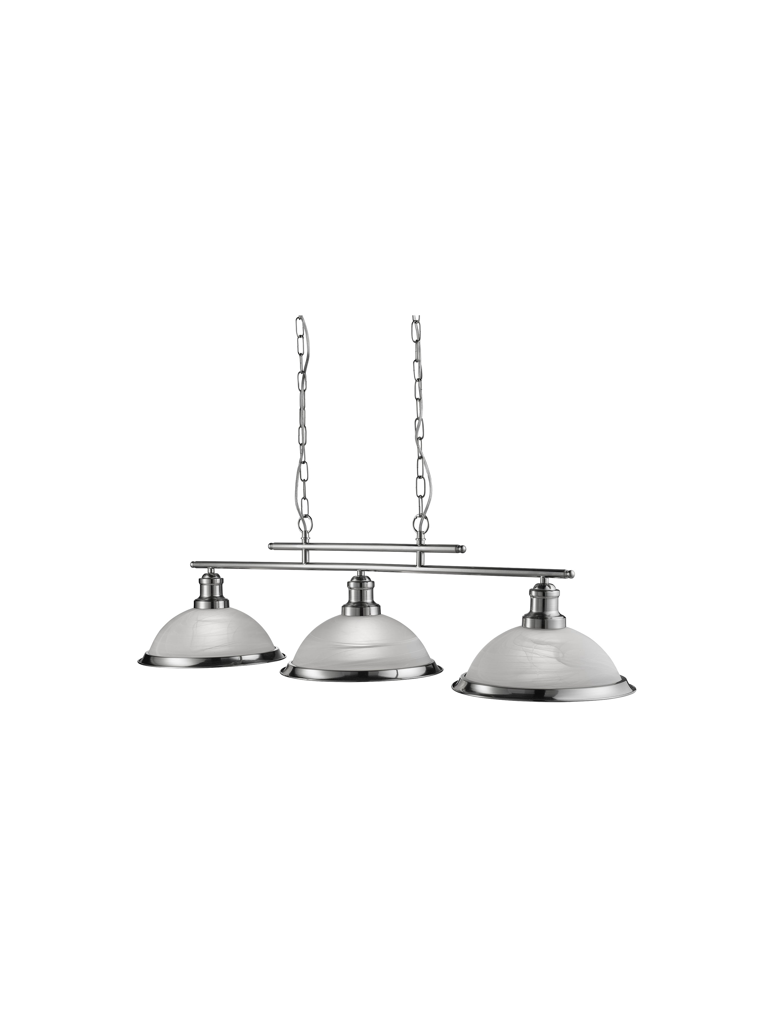 Searchlight Beech 3 Light Ceiling Bar - Satin Silver & Marble Glass