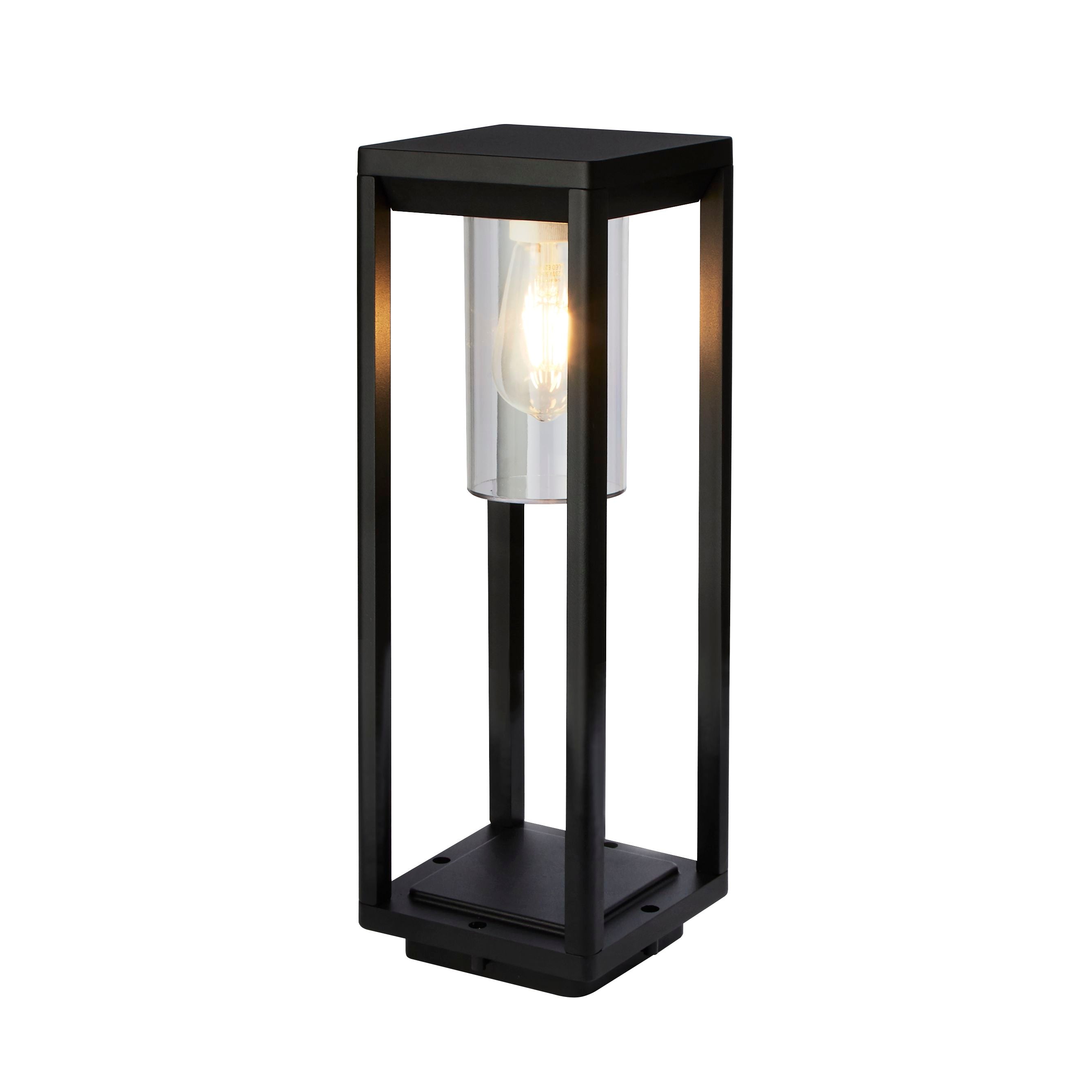Searchlight Aubery 450mm Outdoor Post - Matt Black with Clear Diffuser