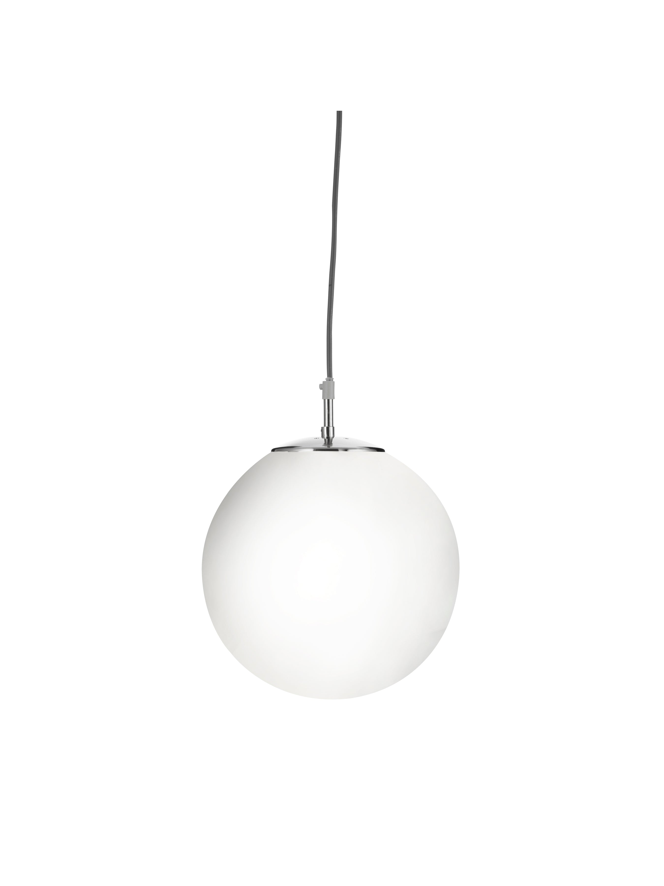 Searchlight Audley Single 25cm Pendant - Satin Silver & Opal Glass