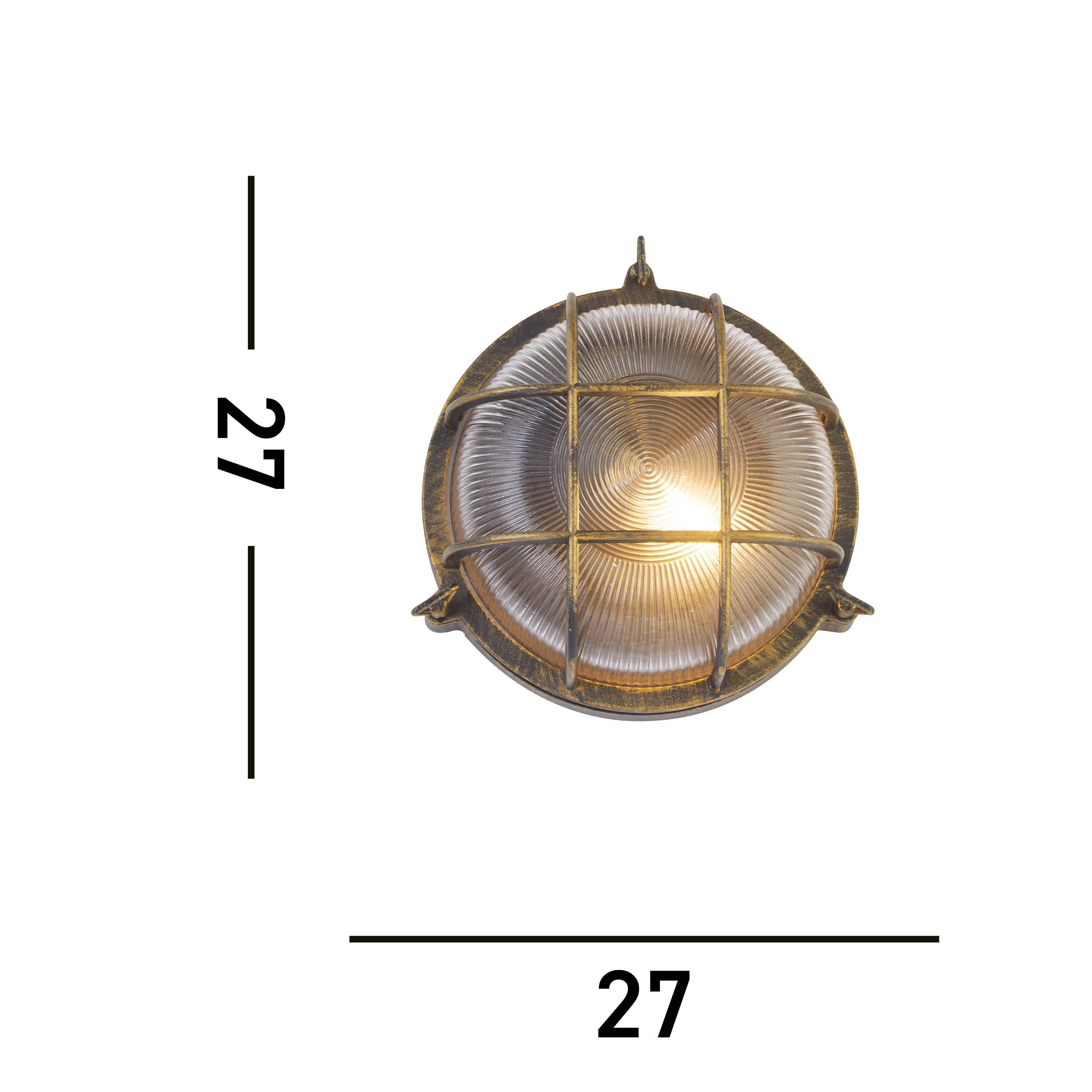 Searchlight Browside IP44 Outdoor Light - Round - Black Gold Aluminium