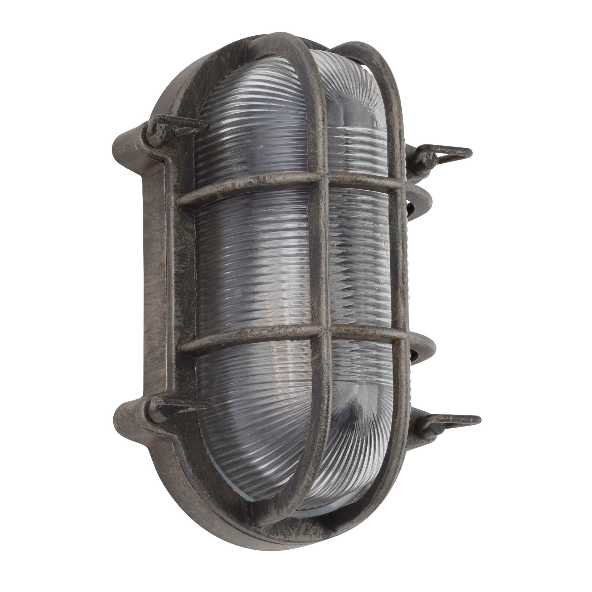Searchlight Browside IP44 Outdoor Light - Oval - Black Silver Aluminium