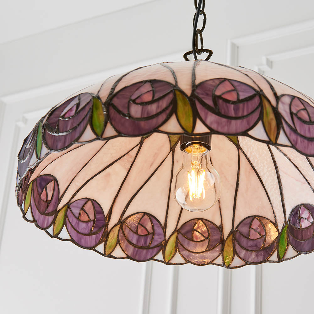Interiors 1900 Hutchinson Medium Pendant - Handcrafted Tiffany Style Glass