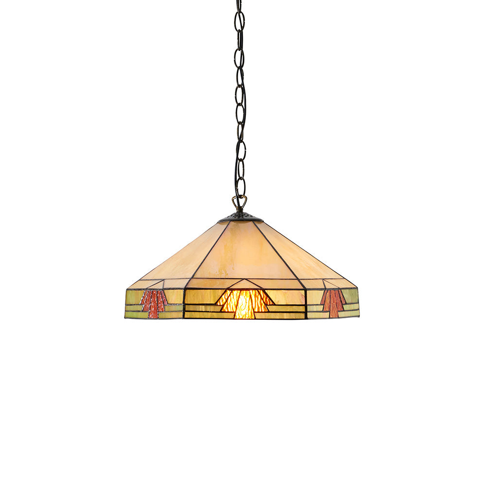 Interiors 1900 Nevada Medium Pendant - Handcrafted Tiffany Style Glass
