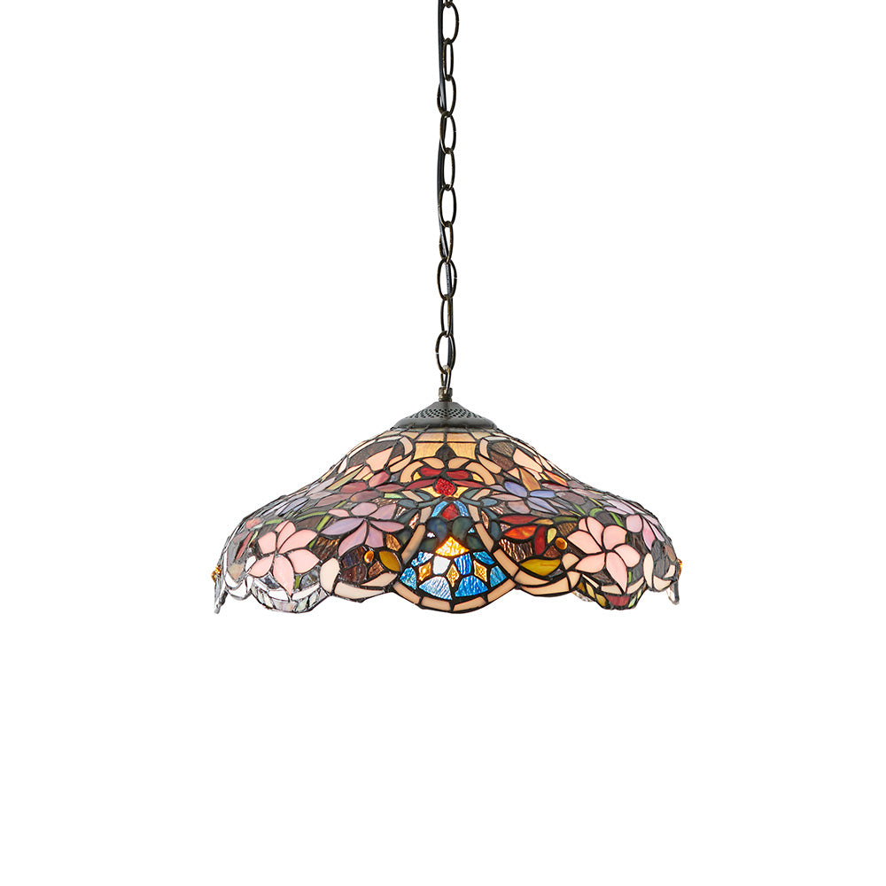 Interiors 1900 Sullivan Medium Pendant - Handcrafted Tiffany Style Glass