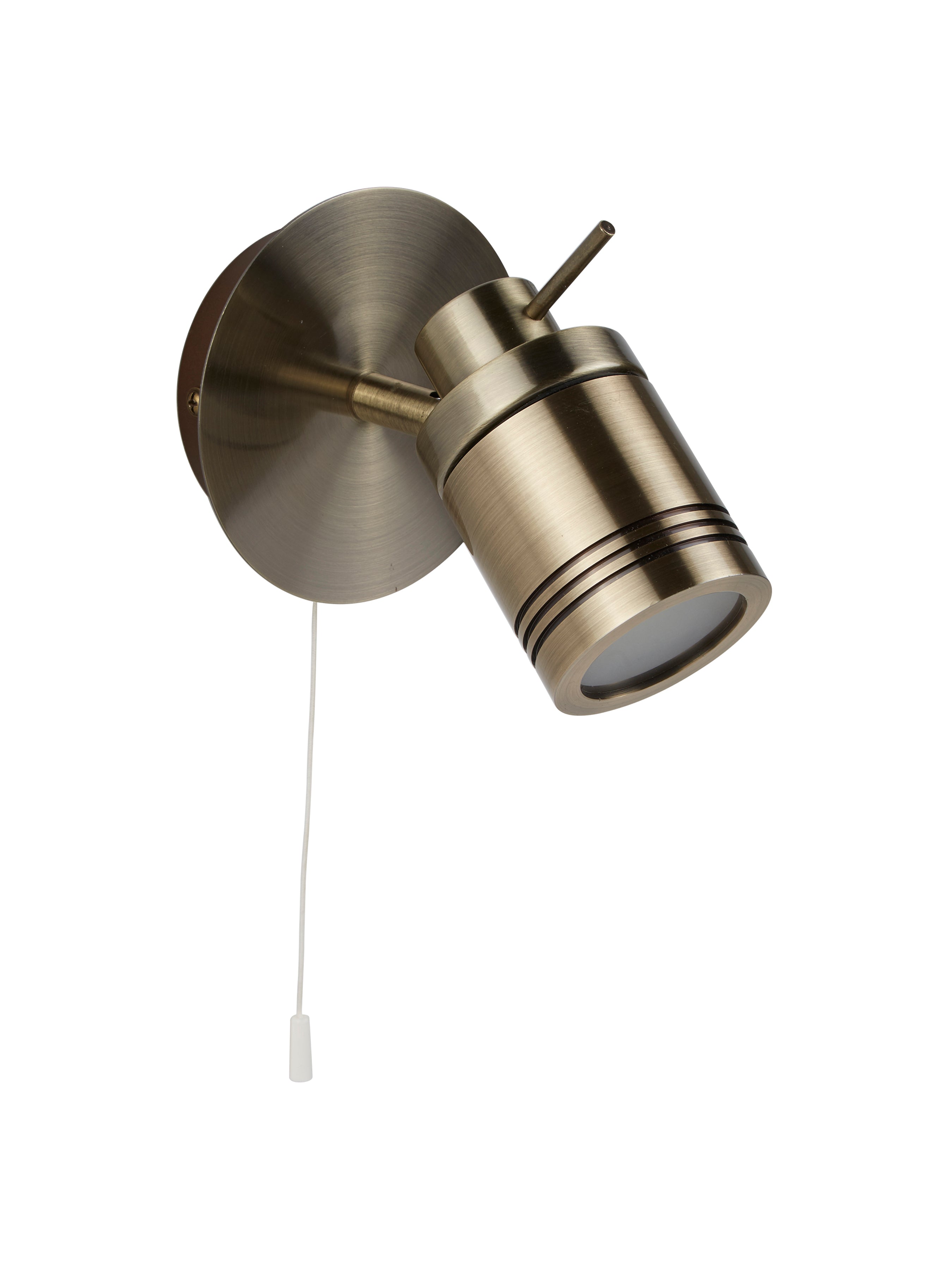 Searchlight Saker Single IP44 Bathroom Spot Wall Bracket, Antique Brass