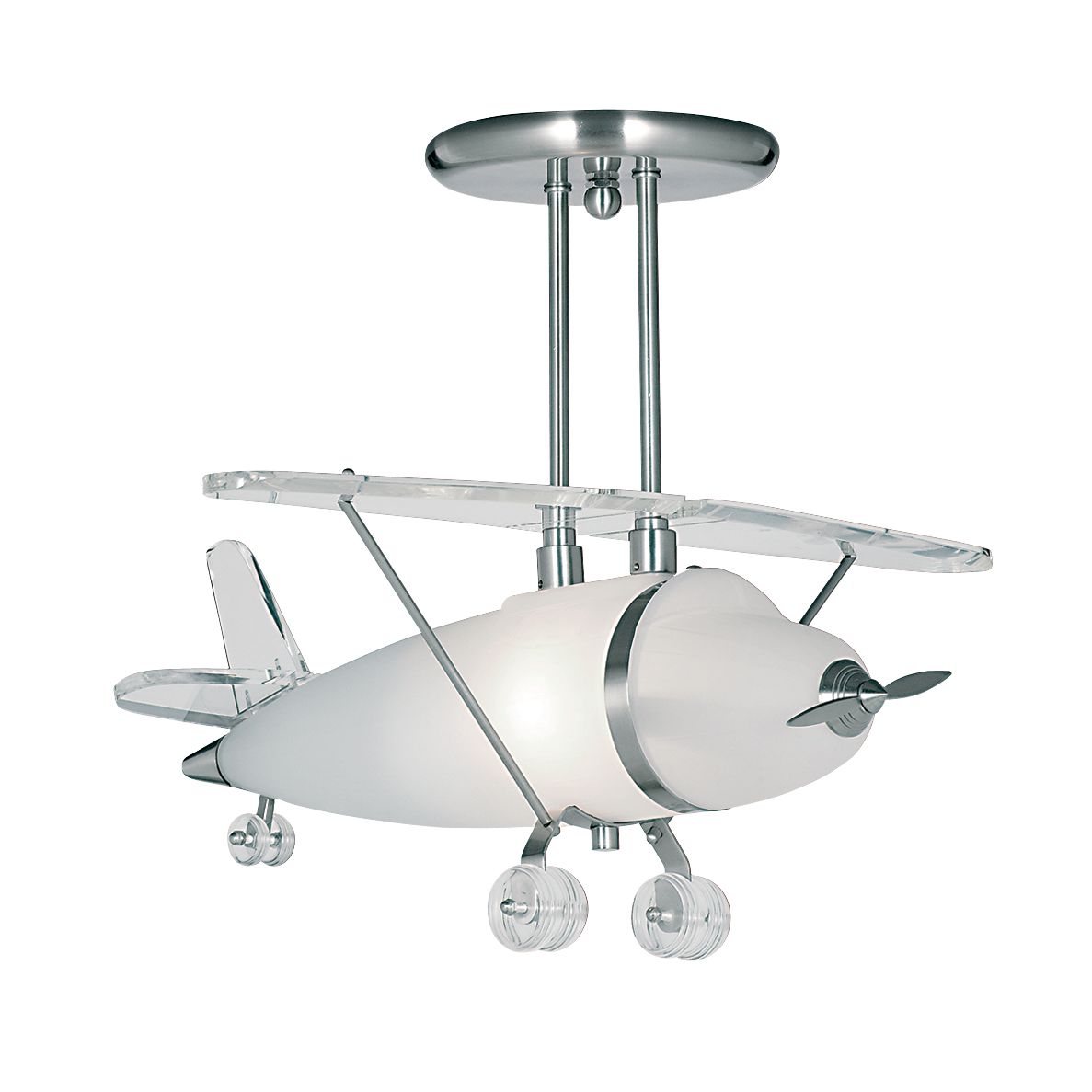Searchlight Abbott Satin Silver Frosted Glass Airplane Light
