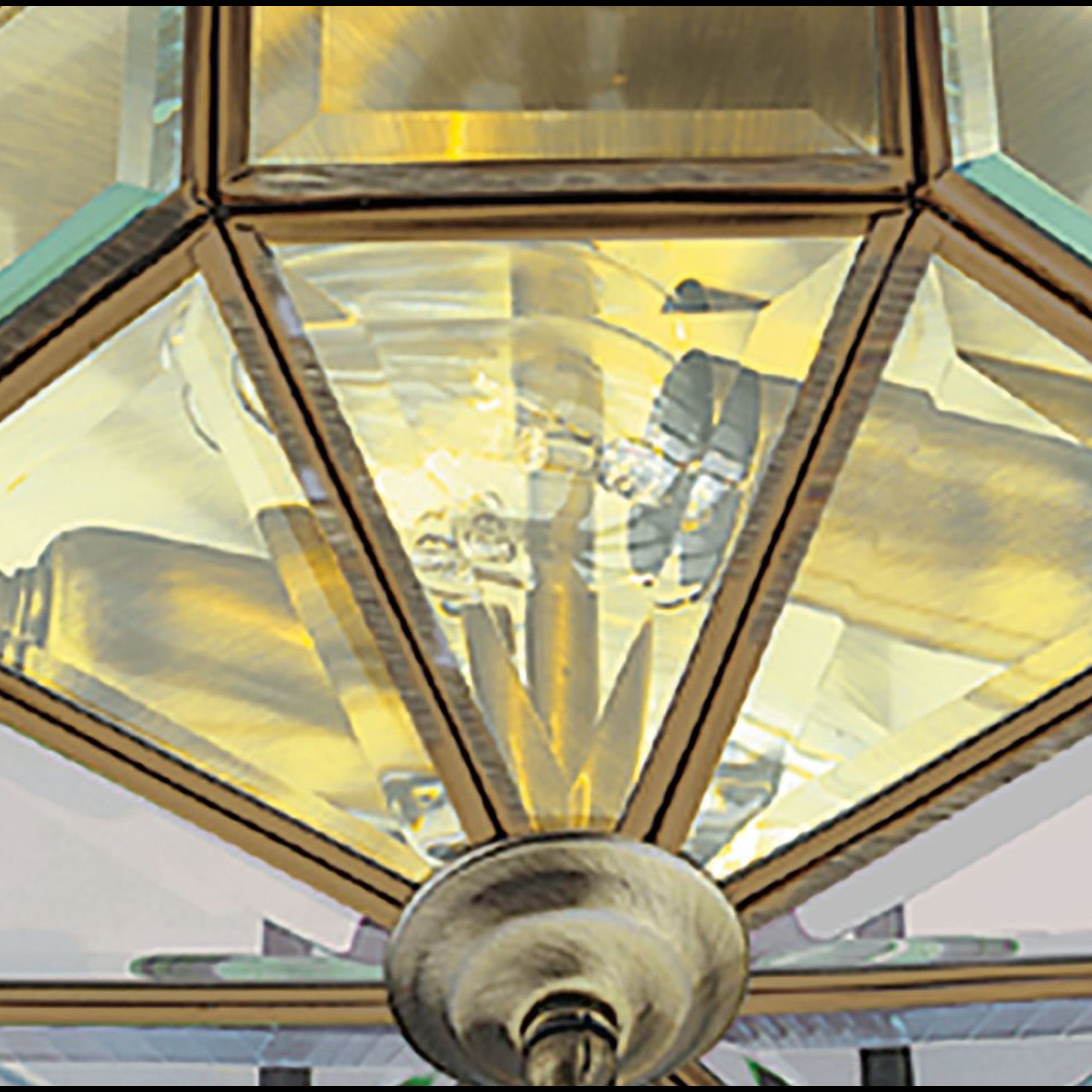 Searchlight Angela Antique Brass Flush Light With Clear Glass Fitting