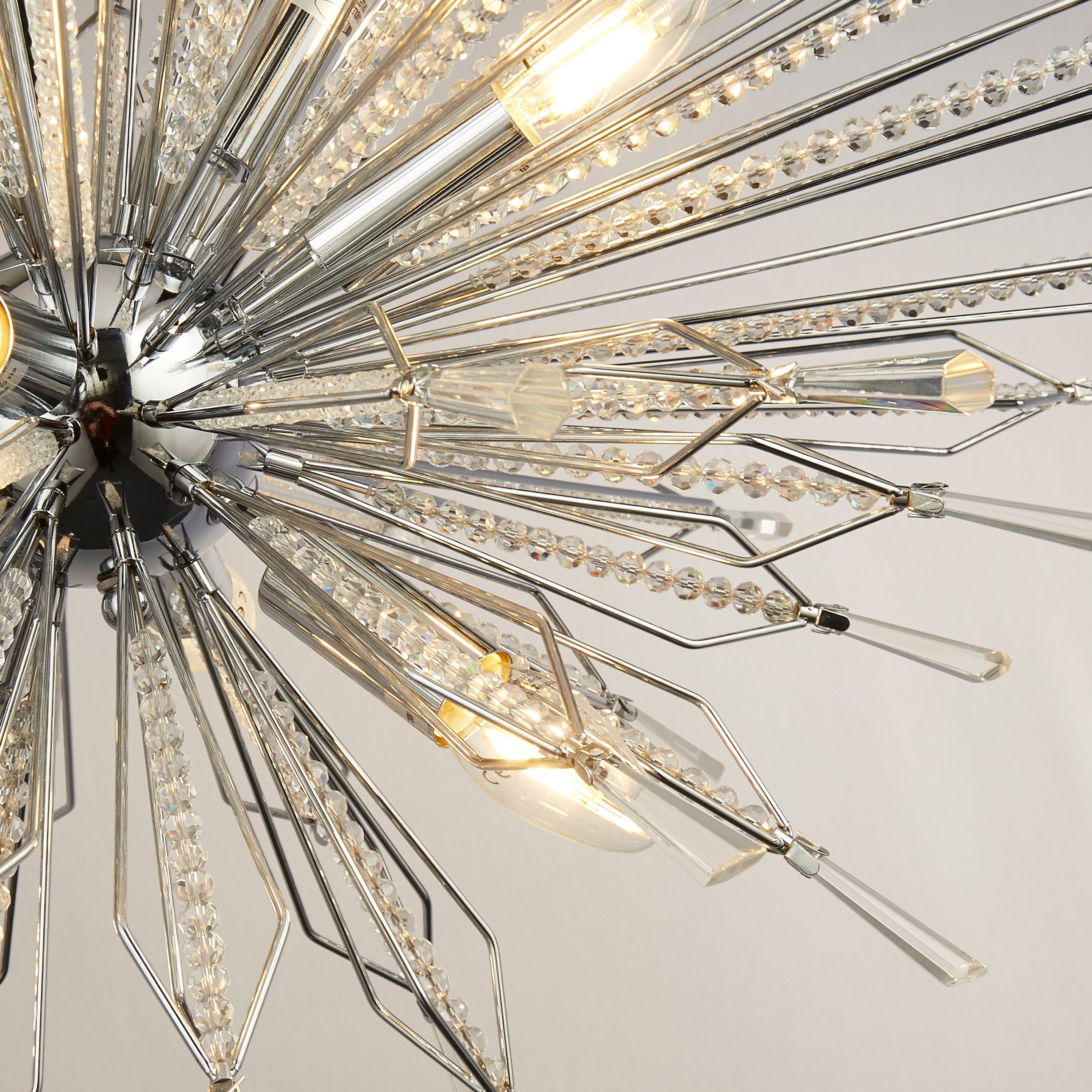 Searchlight St Albans 8 Light Ceiling Pendant - Chrome & Glass