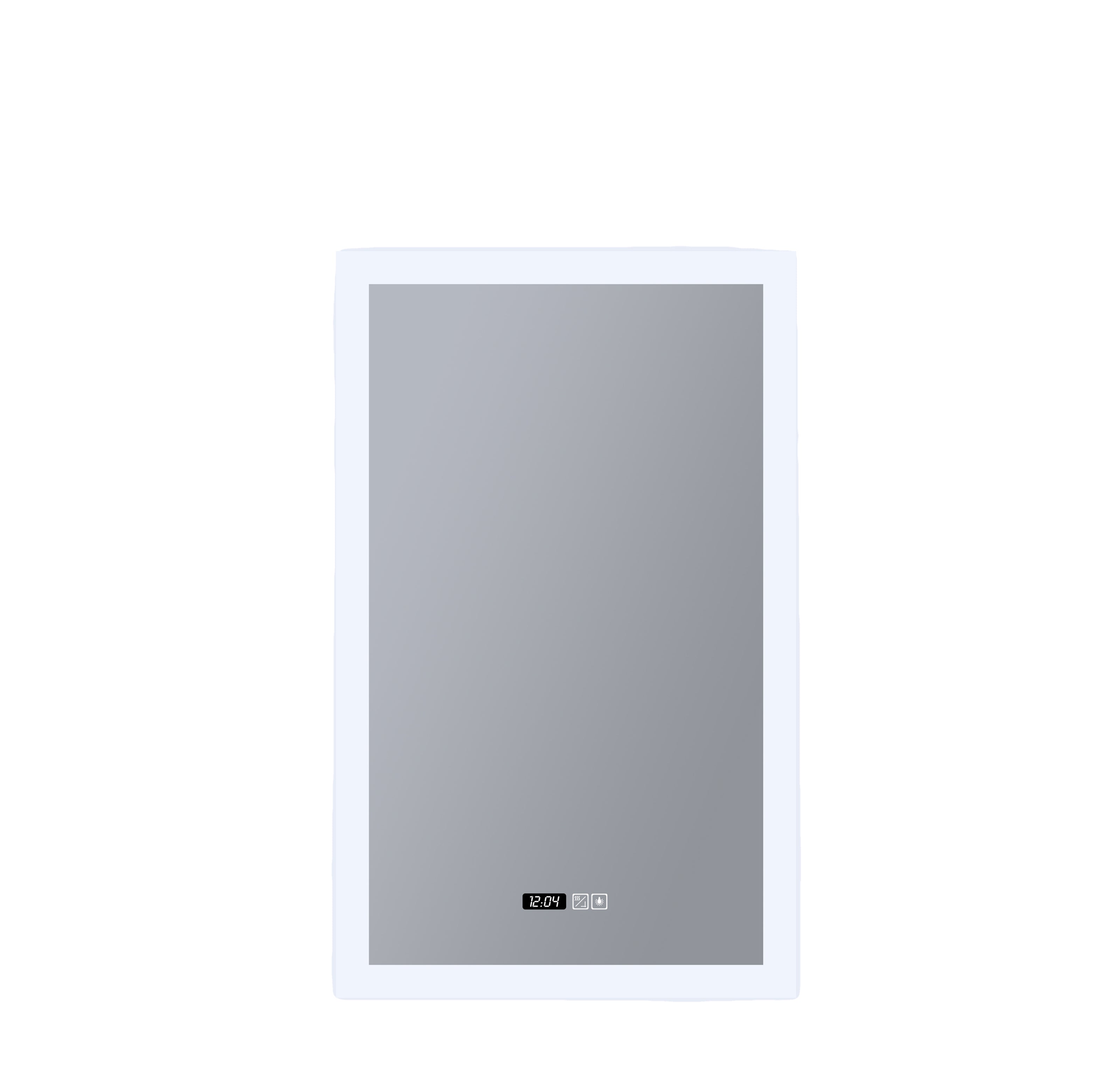 Searchlight Rectangle Bathroom Mirror - Digital Clock & Demister Pad