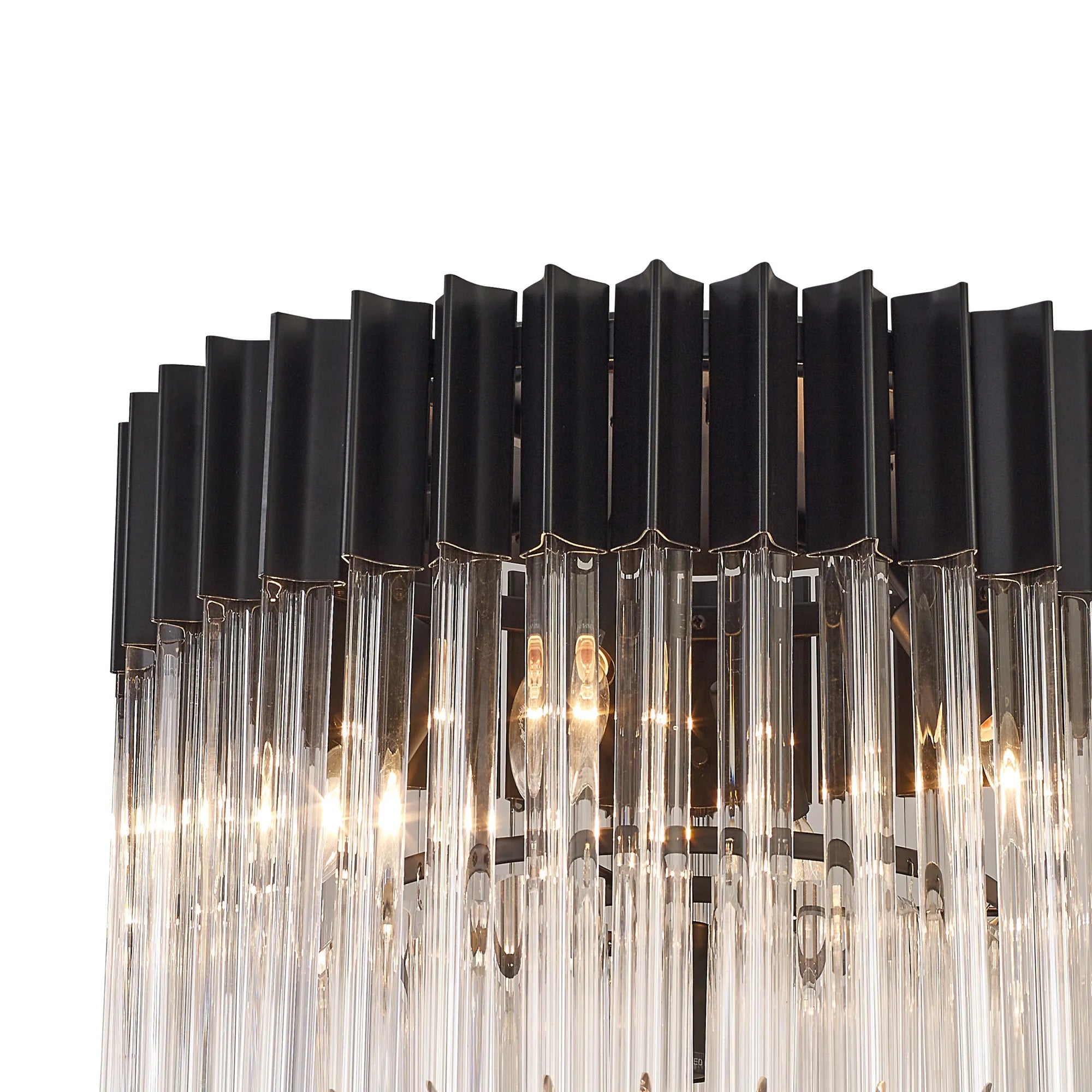 Cedar 45cm Flush Ceiling Round 5 Light - Matt Black & Clear