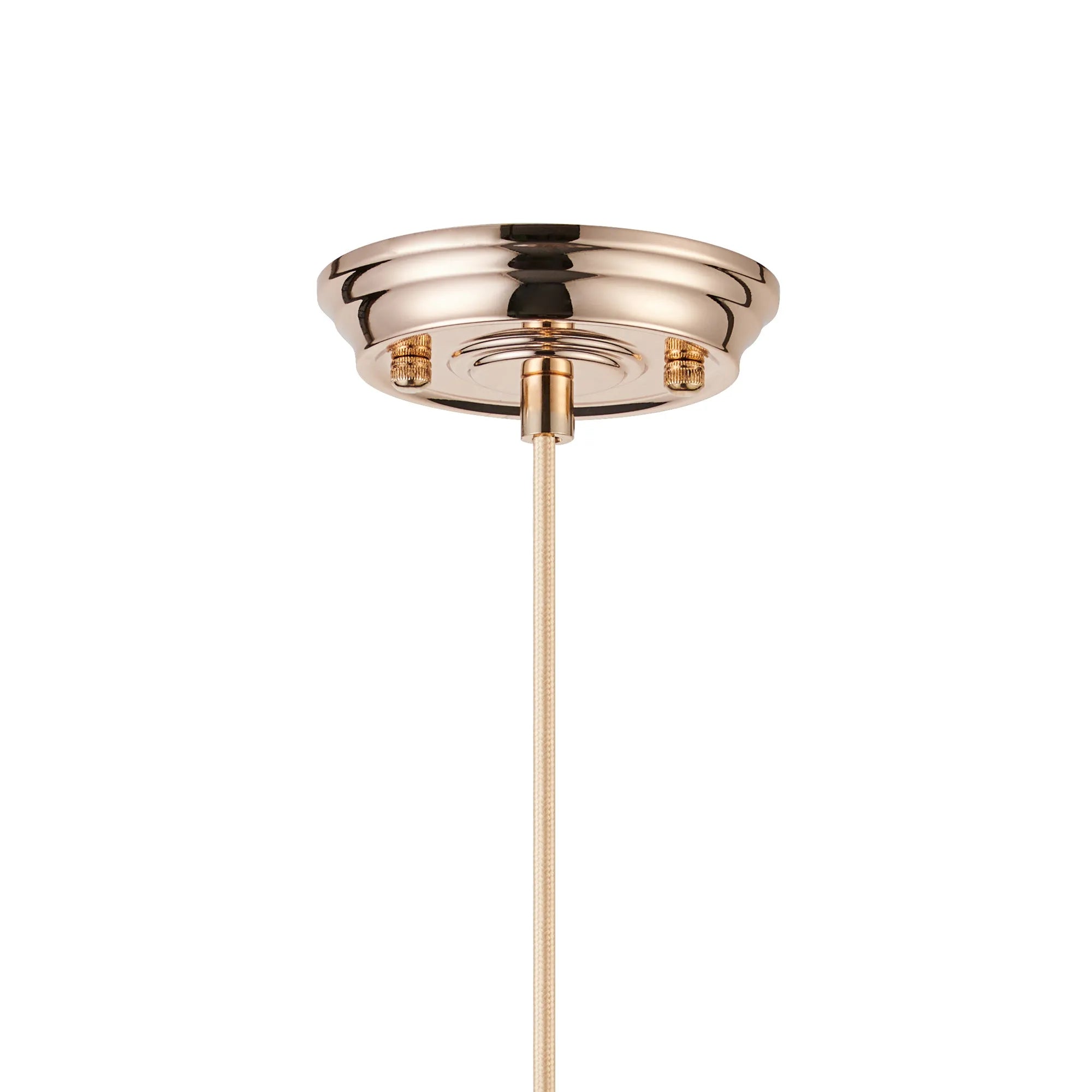 Grove Single Pendant with 20cm Acorn Ribbed Glass -French Gold & Gold Braided Braided Cable & Clear
