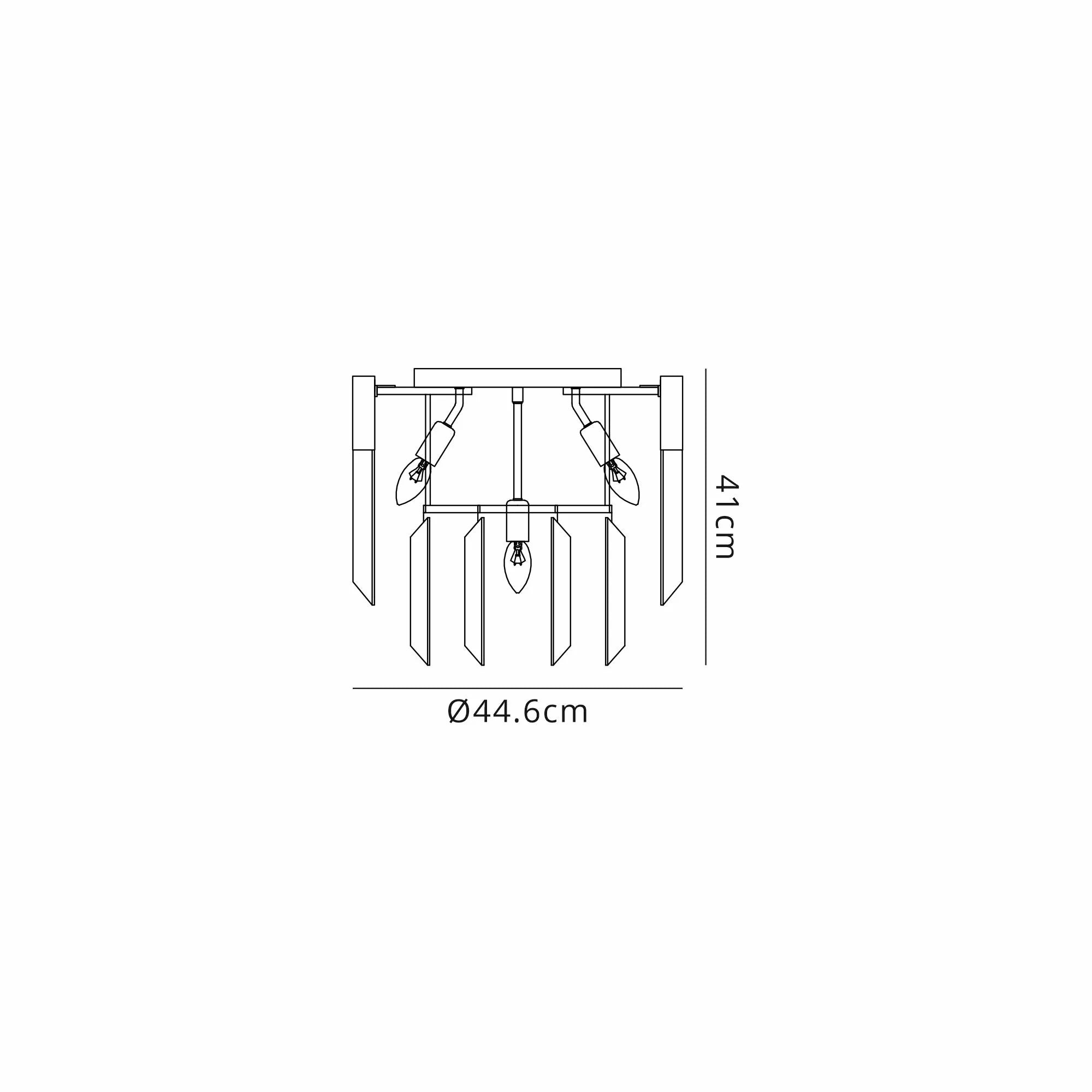 Cedar 45cm Flush Ceiling Round 5 Light - Matt Black & Clear